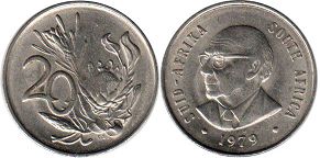 монета ЮАР 20 центов 1979