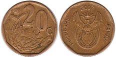 монета ЮАР 20 центов 2007