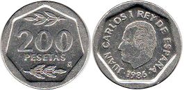 монета Испания 200 песет 1986