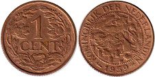 монета Суринам 1 цент 1959