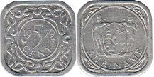 монета Суринам 5 центов 1979