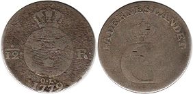 монета Швеция 1/12 риксдалера 1779