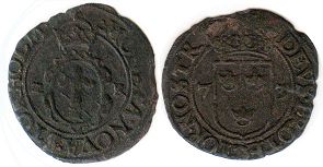 монета Швеция 2 эре 1573