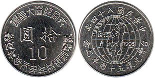 монета 10 юаней 1995