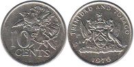 монета Тринидад и Тобаго 10 центов 1976