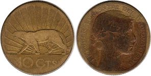 монета Уругвай 10 сентесимо 1936