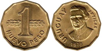 монета Уругвай 1 новое песо 1978