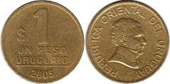 монета Уругвай 1 песо 2005