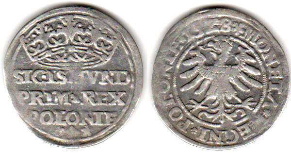 монета Польша грош 1528