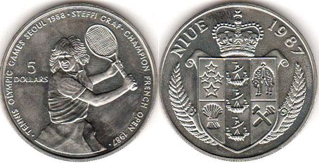 монета Ниуэ 5 долларов 1987