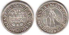 монета Брауншвейг-Люнебург-Каленберг 6 мариенгрошенов 1688