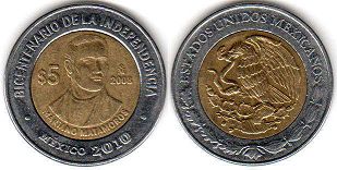 монета Мексика 5 песо 2008