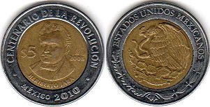 монета Мексика 5 песо 2008