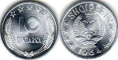 монета Албания 10 киндарок 1964