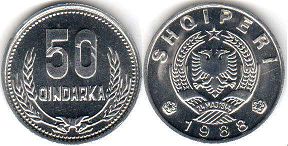 монета Албания 50 киндарок 1988