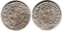 монета Австрия 1 крейцер без даты (1619-1632)
