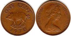 монета Бермуды 1 цент 1970