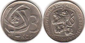 монета Чехословакия 3 кроны 1966