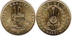 монета Джибути 10 франков - Djibuti 10 francs