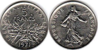 монета Франция 5 франков 1971