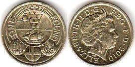 монета Великобритания 1 фунт 2010