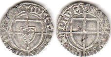 монета Тевтонский Орден 1 шиллинг без даты (1414-1422)