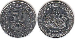 монета Центральноафриканские Государства 50 франков КФА 2006