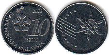 монета Малайзия 10 сен 2012