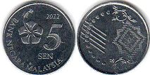 монета Малайзия 5 сен 2012