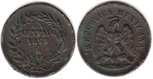 монета Мексика 1 сентаво 1893