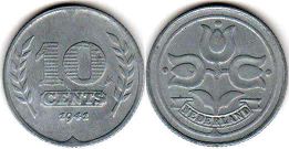 монета Нидерланды 10 центов 1941