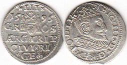 монета Рига 3 гроша 1595