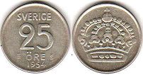 монета Швеция 25 эре 1954
