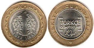 монета Турция 1 лира 2012