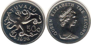 монета Тувалу 50 центов 1976
