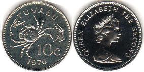 монета Тувалу 10 центов 1976
