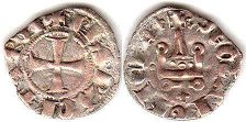 монета Ахайя денье без даты (1301-1307)