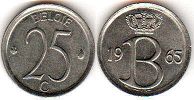 монета Бельгия 25 сантимов 1965