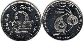 монета Цейлон 2 рупии 2011