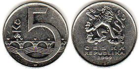 монета Чехия 5 крон 2009