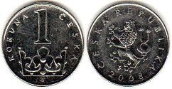 монета Чехия 1 крона 2008
