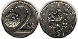 монета Чехия 2 кроны 1993