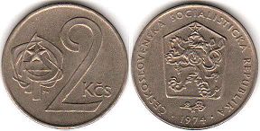 монета Чехословакия 2 кроны 1974