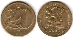 монета Чехословакия 20 геллеров 1985