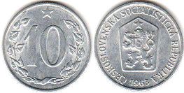 монета Чехословакия 10 геллеров 1963