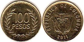 монета Колумбия 100 песо 2011