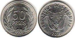 монета Колумбия 50 песо 2010