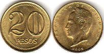 монета Колумбия 20 песо 2005
