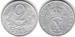 монета Дания 2 эре 1941