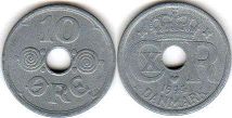 монета Дания 10 эре 1944